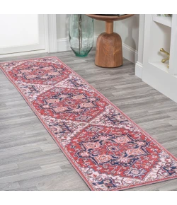 Jonathany Wsh105A WSH105A Red/Navy Area Rug 2 ft. X 8 ft. Rectangle