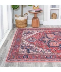 Cirali Ornate Large Medallion Washable Red/Navy 3 ft. x 5 ft. Area Rug