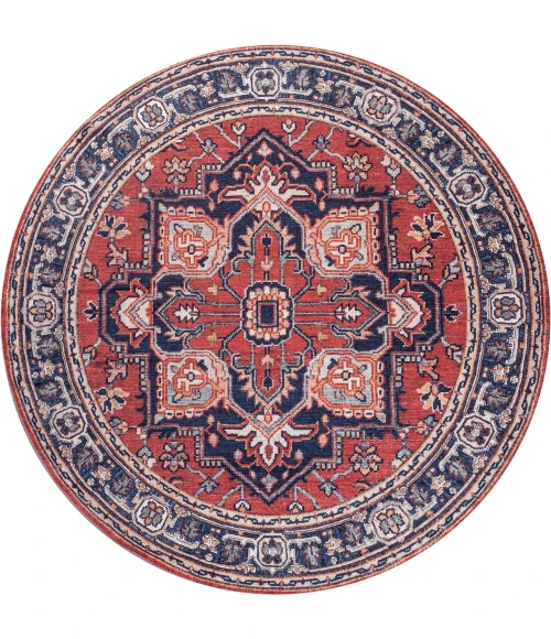 Jonathan Y WASHABLE Red WSH105A 6ft. Round Rug