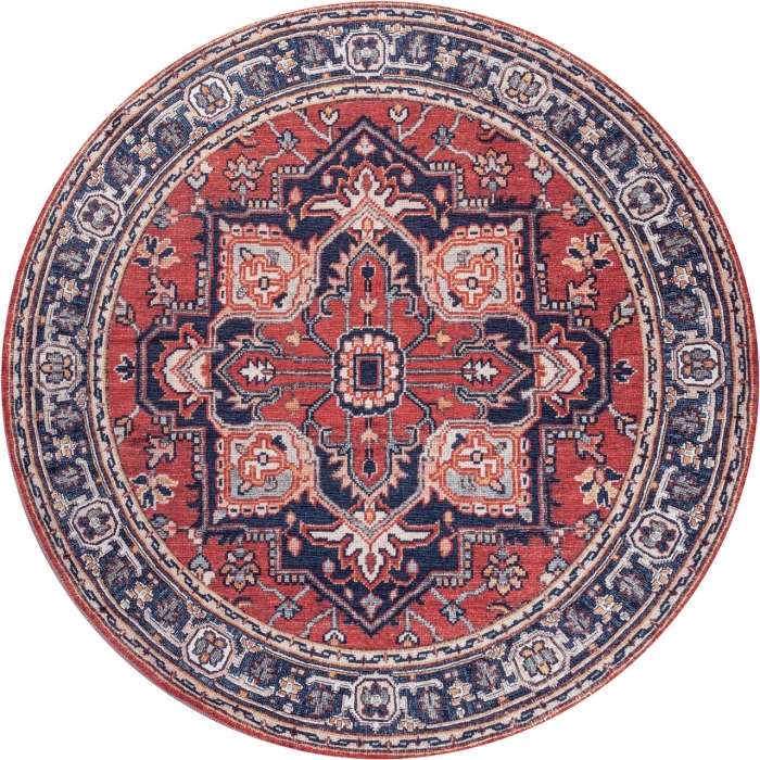 Jonathan Y WASHABLE Red WSH105A 7ft.-10in. Round Rug