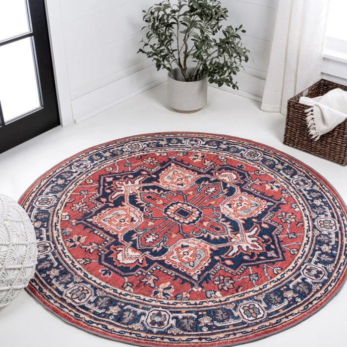 Jonathan Y WASHABLE Red WSH105A 7ft.-10in. Round Rug