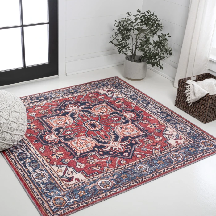 Jonathan Y WASHABLE Blue WSH105B 7ft.-10in. Square Rug