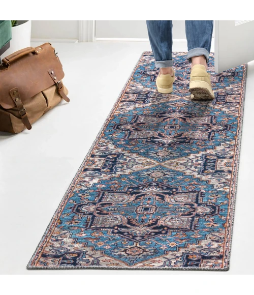 Jonathan Y WASHABLE Blue WSH105B 2ft. X 10ft. Rect. Rug