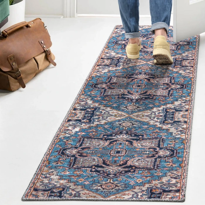 Jonathan Y WASHABLE Blue WSH105B 2ft. X 10ft. Rect. Rug