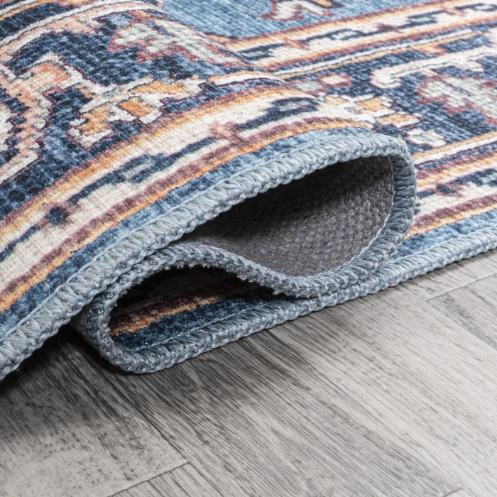 Jonathan Y WASHABLE Blue WSH105B 6ft. Round Rug