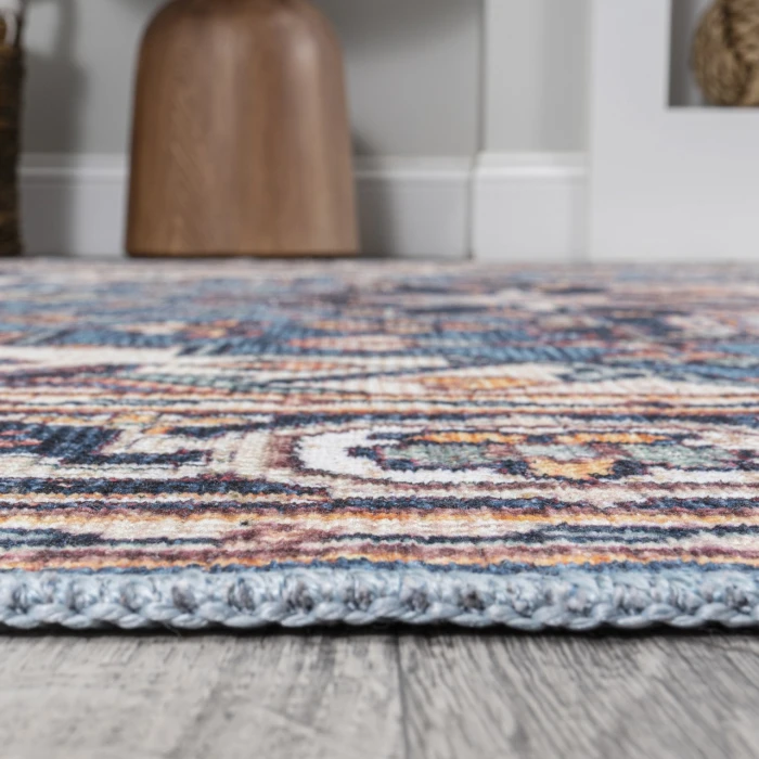 Jonathan Y WASHABLE Blue WSH105B 6ft. Round Rug