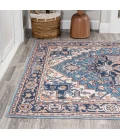 Cirali Ornate Large Medallion Washable Blue/Beige 8 ft. x 10 ft. Area Rug