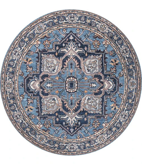 Jonathan Y WASHABLE Blue WSH105B 6ft. Round Rug