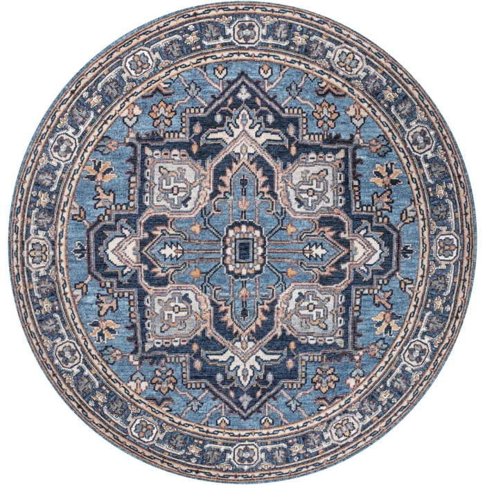 Jonathan Y WASHABLE Blue WSH105B 6ft. Round Rug