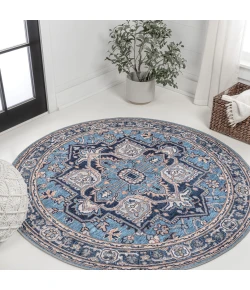 Jonathan Y WASHABLE Blue WSH105B 7ft.-10in. Round Rug