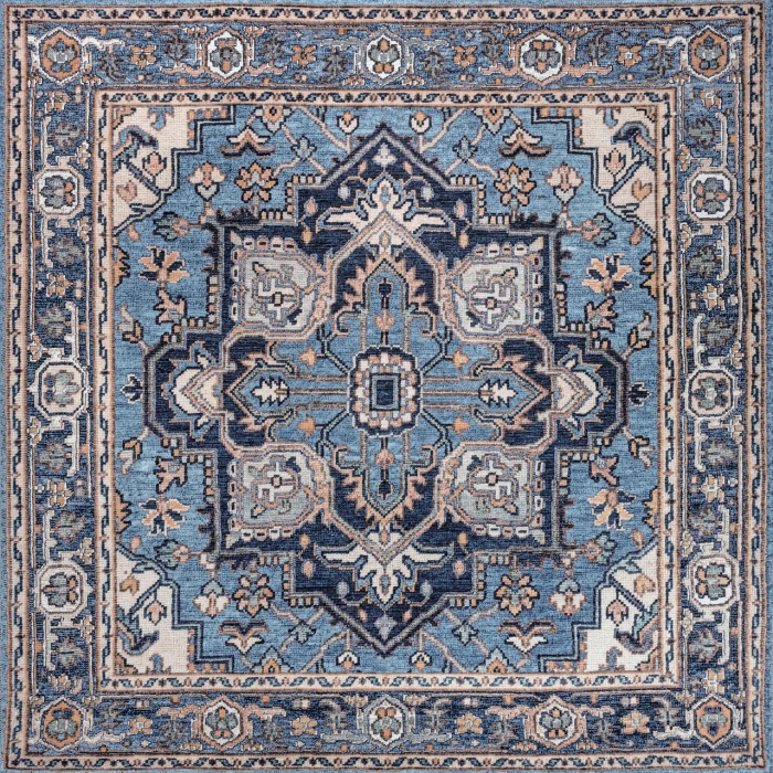 Jonathan Y WASHABLE Blue WSH105B 6ft. Square Rug