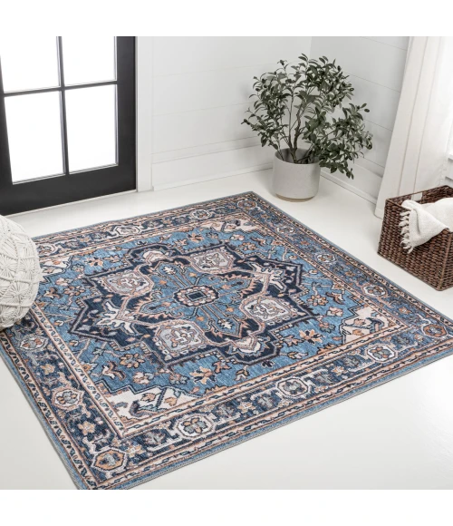 Jonathan Y WASHABLE Blue WSH105B 6ft. Square Rug