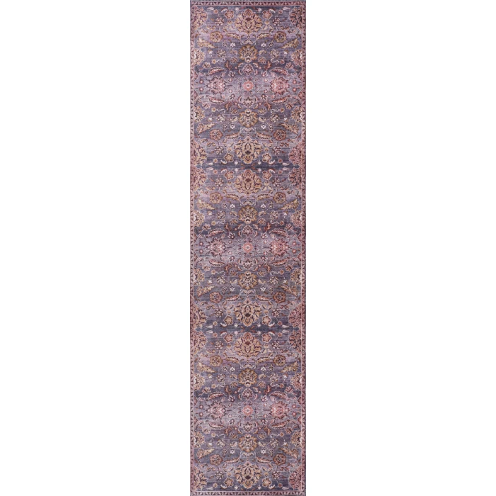 Victoria Ornate Persian All-Over Washable Brown/Gray 2 ft. x 8 ft. Runner Rug