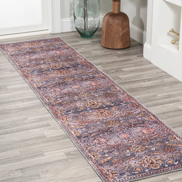 Victoria Ornate Persian All-Over Washable Brown/Gray 2 ft. x 8 ft. Runner Rug
