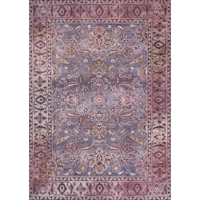 Victoria Ornate Persian All-Over Washable Brown/Gray 3 ft. x 5 ft. Area Rug