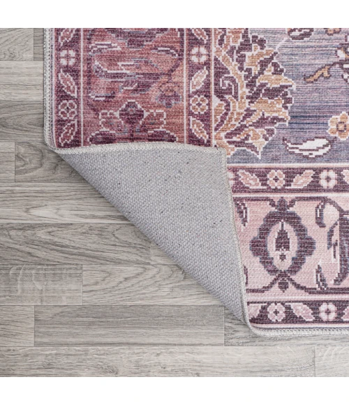 Victoria Ornate Persian All-Over Washable Brown/Gray 4 ft. x 6 ft. Area Rug