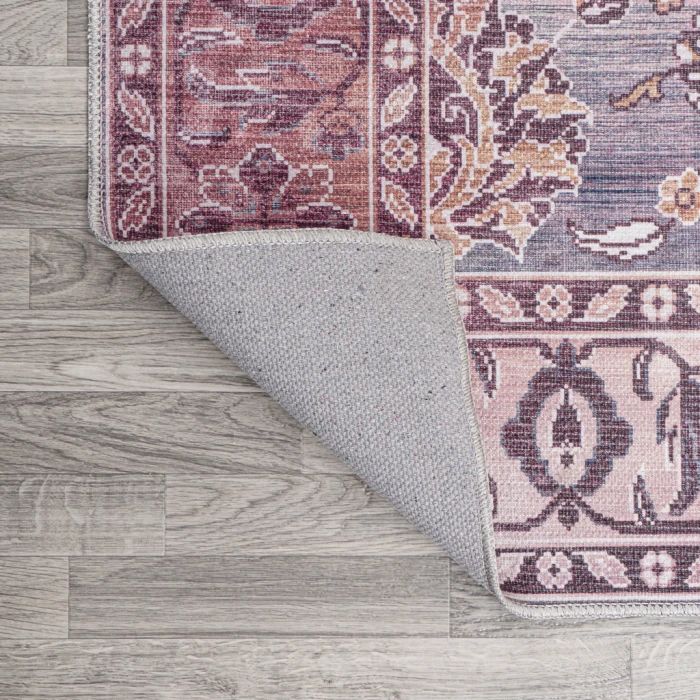 Victoria Ornate Persian All-Over Washable Brown/Gray 2 ft. x 8 ft. Runner Rug