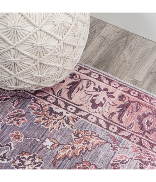 Victoria Ornate Persian All-Over Washable Brown/Gray 4 ft. x 6 ft. Area Rug