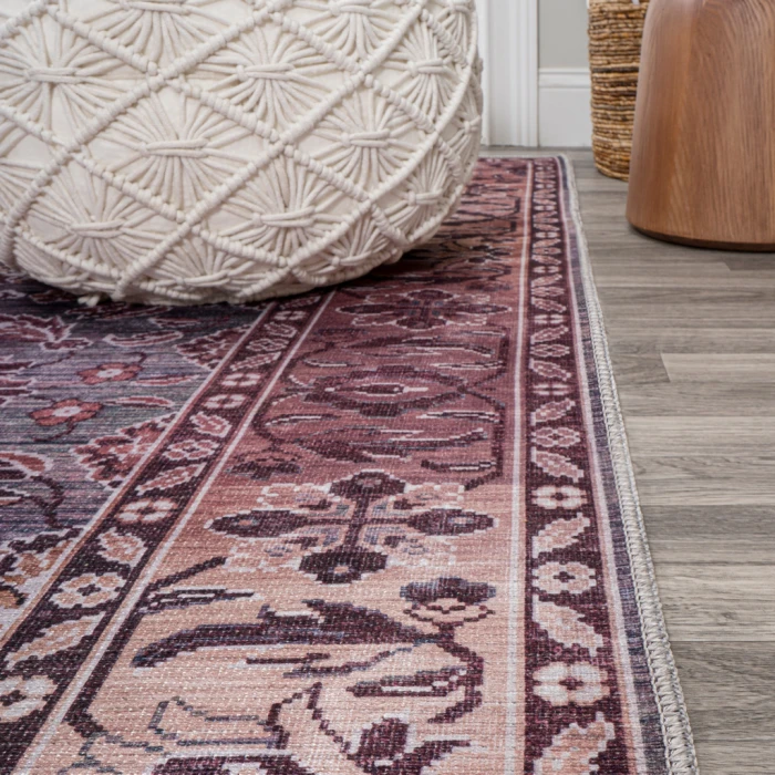Victoria Ornate Persian All-Over Washable Brown/Gray 2 ft. x 8 ft. Runner Rug