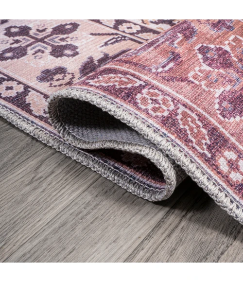 Victoria Ornate Persian All-Over Washable Brown/Gray 2 ft. x 8 ft. Runner Rug