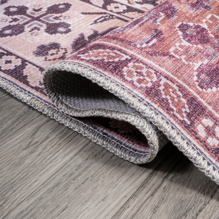 Victoria Ornate Persian All-Over Washable Brown/Gray 2 ft. x 8 ft. Runner Rug
