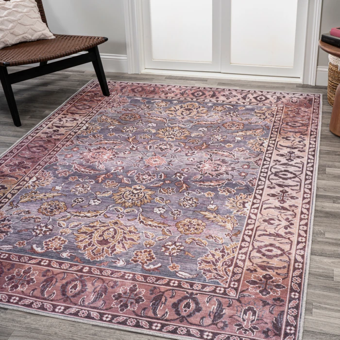 Victoria Ornate Persian All-Over Washable Brown/Gray 3 ft. x 5 ft. Area Rug