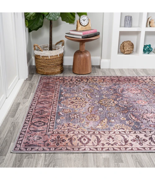 Victoria Ornate Persian All-Over Washable Brown/Gray 4 ft. x 6 ft. Area Rug