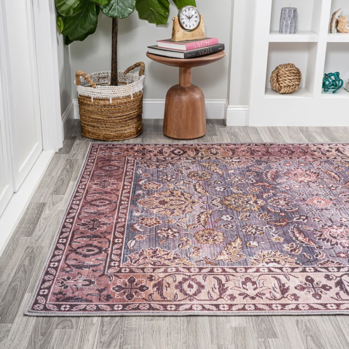 Victoria Ornate Persian All-Over Washable Brown/Gray 3 ft. x 5 ft. Area Rug