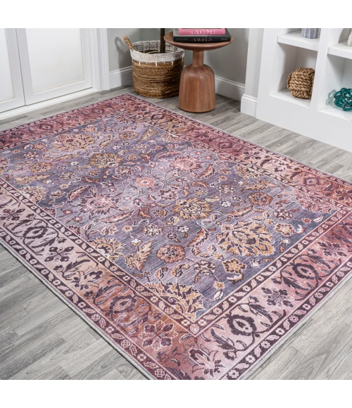 Victoria Ornate Persian All-Over Washable Brown/Gray 4 ft. x 6 ft. Area Rug