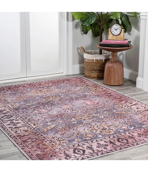 Victoria Ornate Persian All-Over Washable Brown/Gray 4 ft. x 6 ft. Area Rug