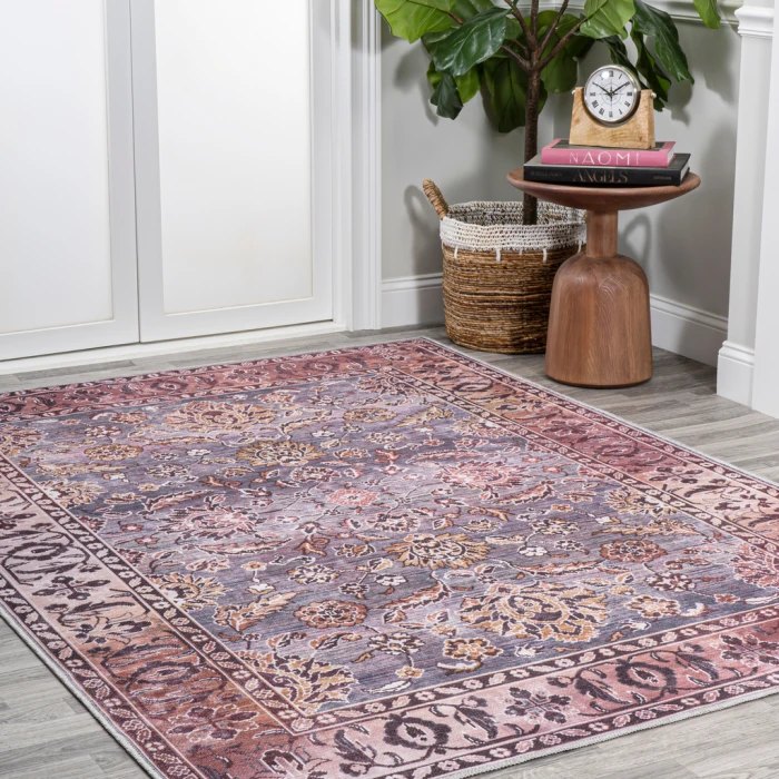 Victoria Ornate Persian All-Over Washable Brown/Gray 3 ft. x 5 ft. Area Rug