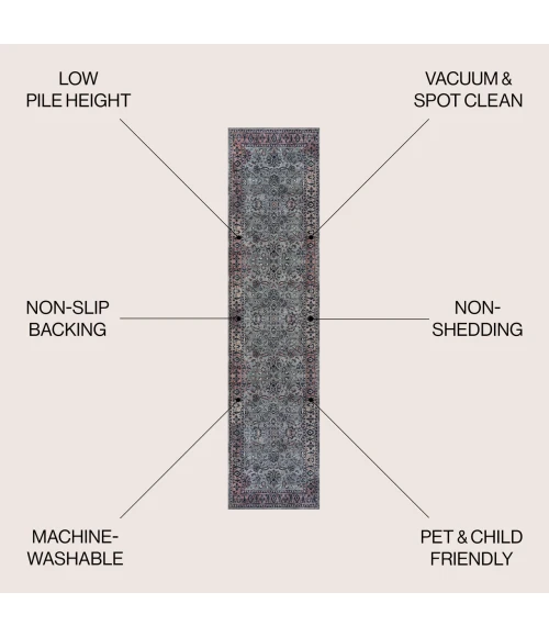 Jonathan Y WASHABLE Gray WSH106B 2ft. X 8ft. Rect. Rug
