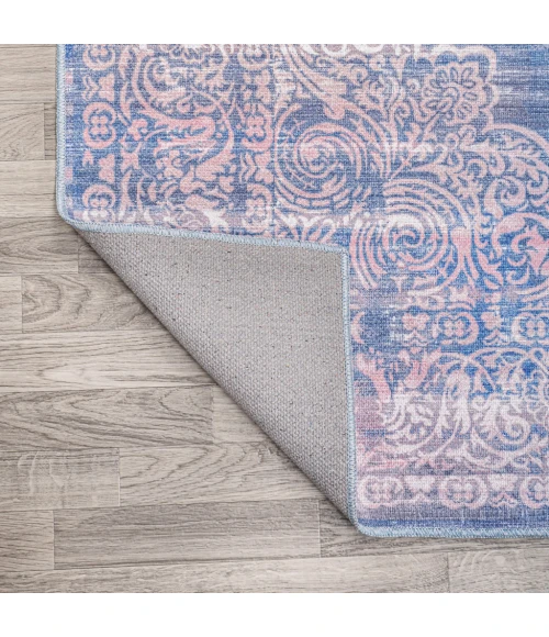 Regis Bohemian Medallion Washable Blue 4 ft. x 6 ft. Area Rug