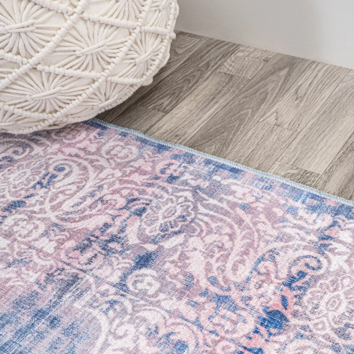 Regis Bohemian Medallion Washable Blue 3 ft. x 5 ft. Area Rug