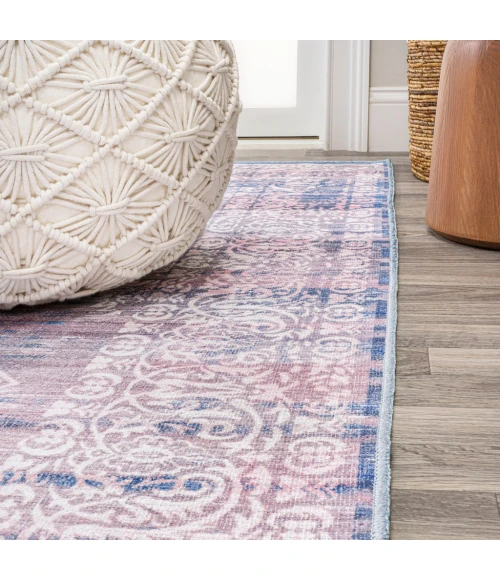 Regis Bohemian Medallion Washable Blue 4 ft. x 6 ft. Area Rug