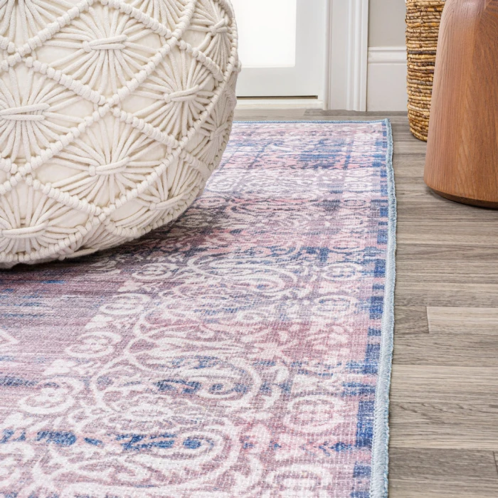 Regis Bohemian Medallion Washable Blue 3 ft. x 5 ft. Area Rug