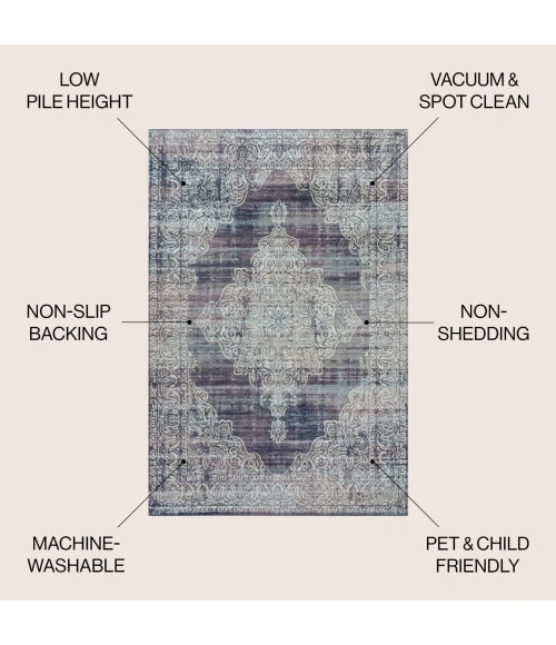 Jonathan Y WASHABLE Purple WSH107C 3ft.-11in. X 6ft. Rect. Rug