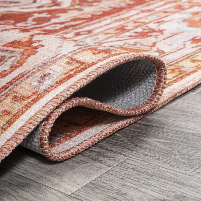 Jonathan Y WASHABLE Orange WSH108A 6ft. Round Rug