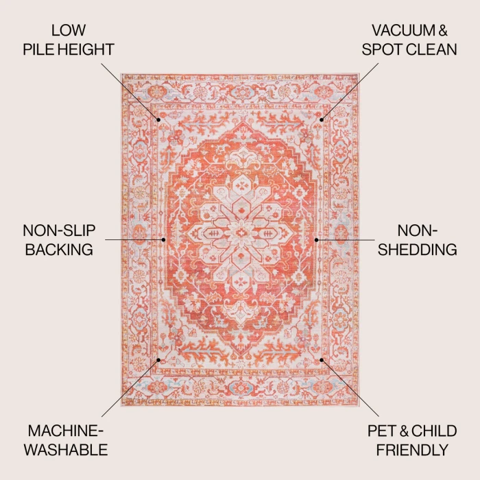 Jonathan Y WASHABLE Orange WSH109A 9ft. X 12ft. Rect. Rug