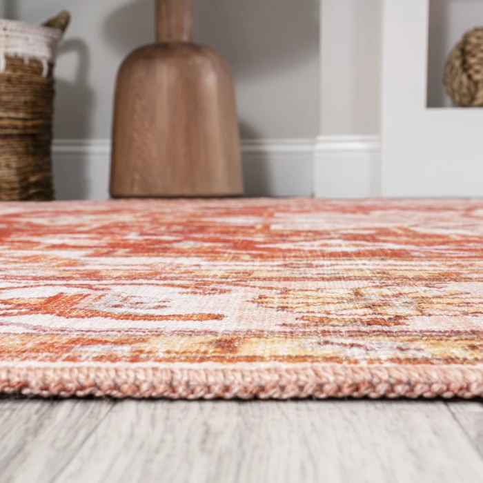 Jonathan Y WASHABLE Orange WSH108A 6ft. Round Rug