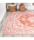 Asa Ornate Medallion Washable Orange/Cream 4 ft. x 6 ft. Area Rug