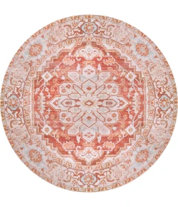 Jonathan Y WASHABLE Orange WSH108A 6ft. Round Rug