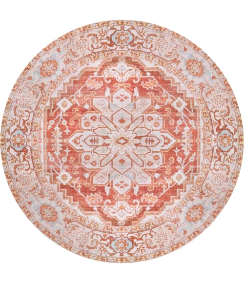 Jonathan Y WASHABLE Orange WSH108A 6ft. Round Rug