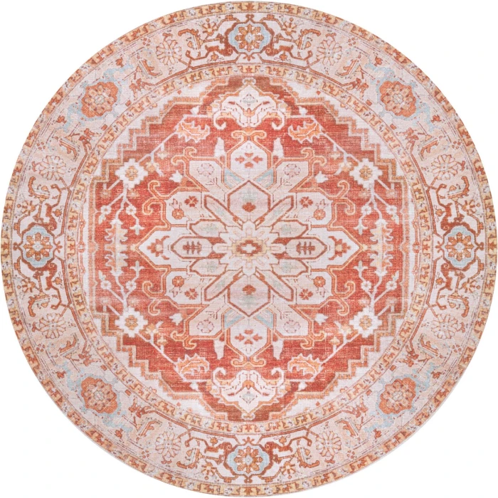 Jonathan Y WASHABLE Orange WSH108A 6ft. Round Rug