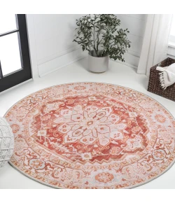 Jonathan Y WASHABLE Orange WSH108A 6ft. Round Rug