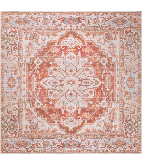 Jonathan Y WASHABLE Orange WSH109A 7ft.-10in. Square Rug