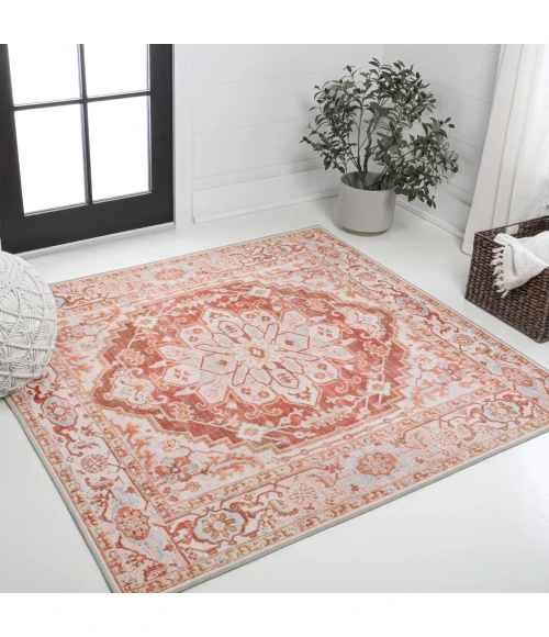 Jonathan Y WASHABLE Orange WSH109A 7ft.-10in. Square Rug