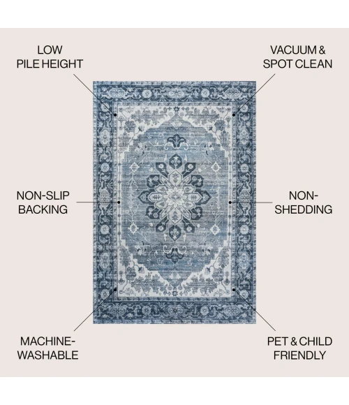 Jonathan Y WASHABLE Blue WSH108B 2ft.-11in. X 5ft. Rect. Rug