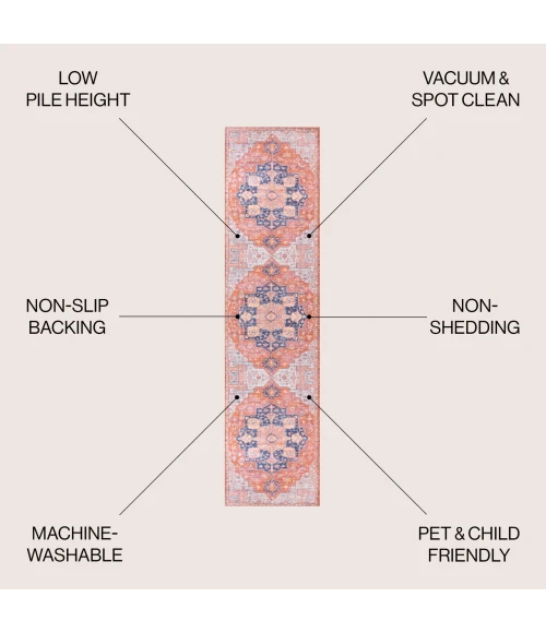 Jonathan Y WASHABLE Orange WSH109A 2ft. X 10ft. Rect. Rug