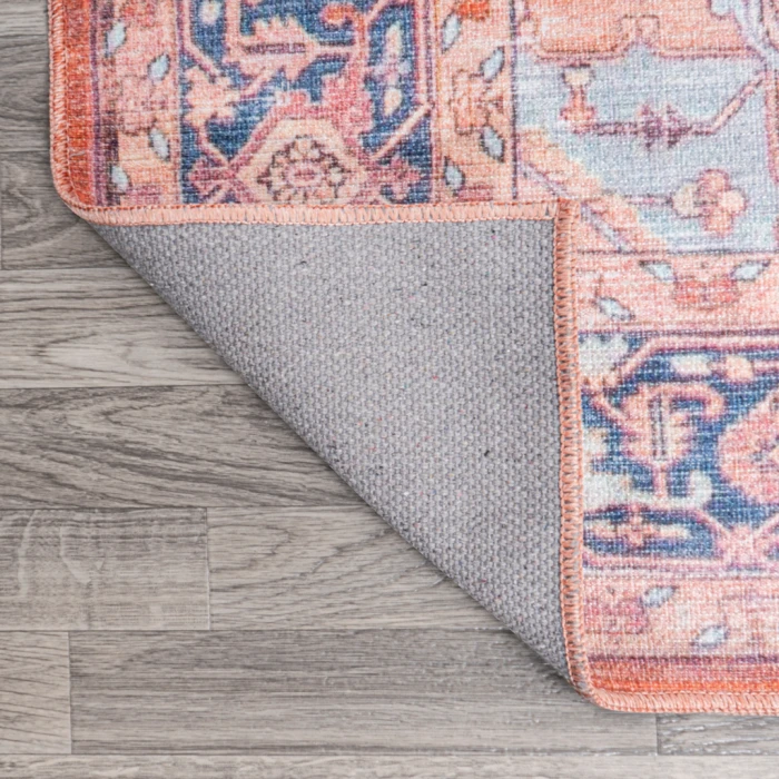 Maris Ornate Medallion Washable Orange/Cream 4 ft. x 6 ft. Area Rug